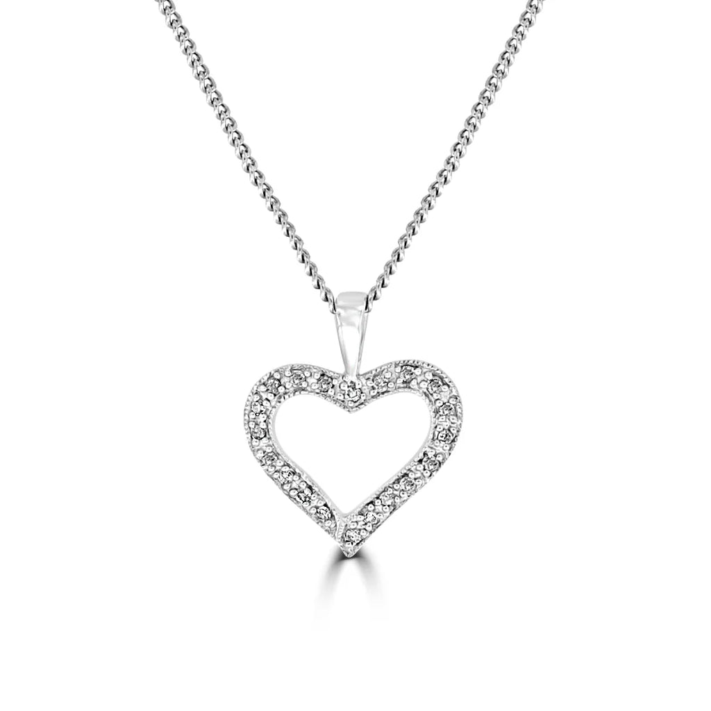 9ct White Gold Diamond Set Heart .10ct TDW