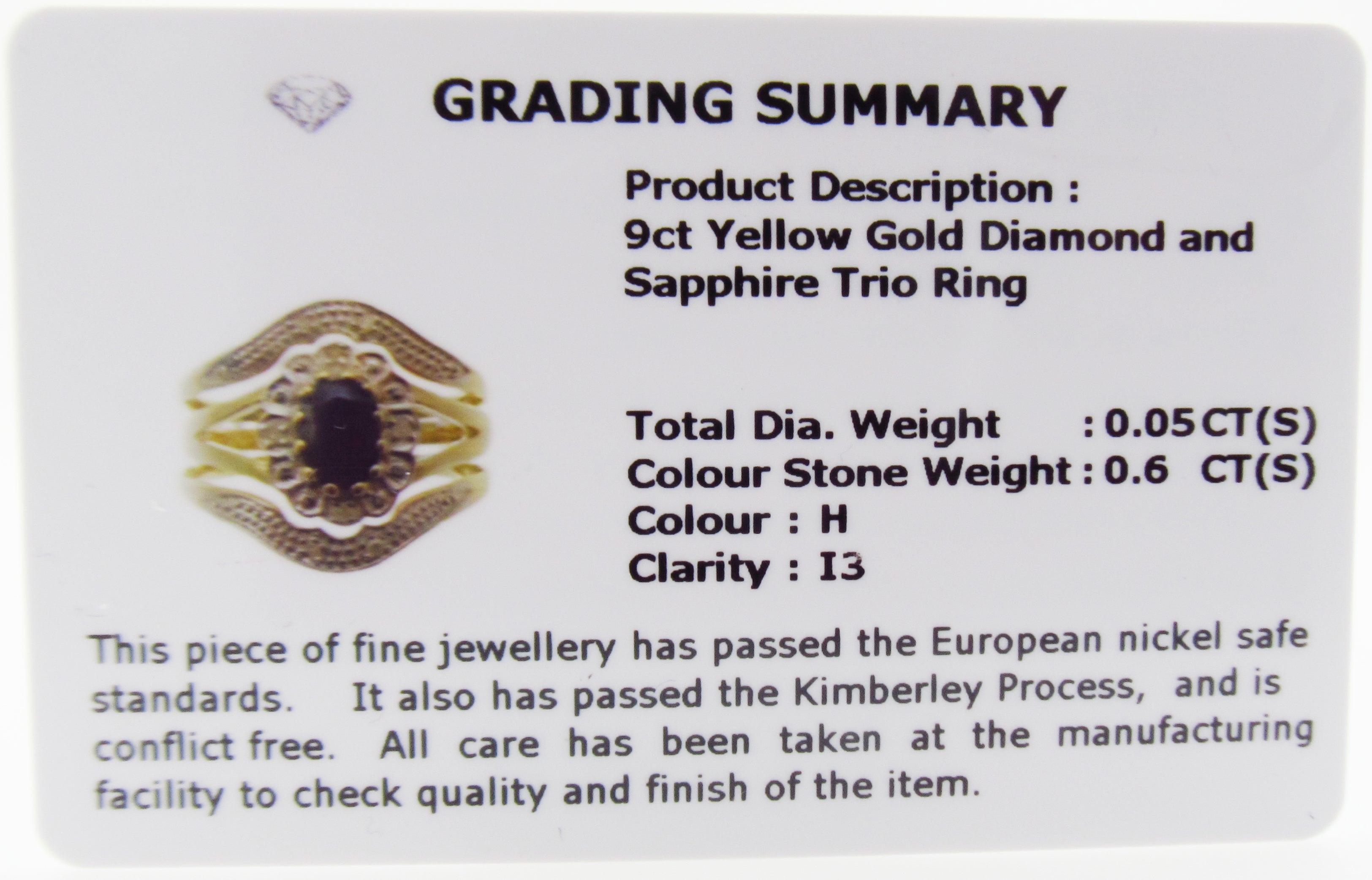 9ct Yellow Gold Sapphire & Diamond Trio Ring Set