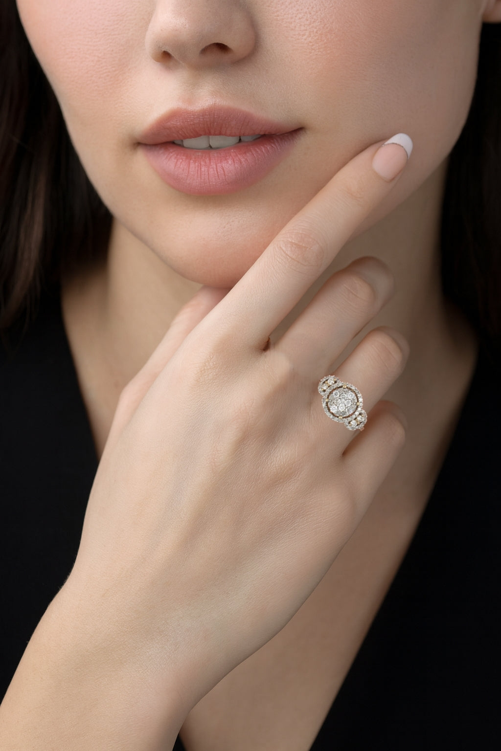 9ct Yellow Gold  Diamond Dress Ring .95ct TW