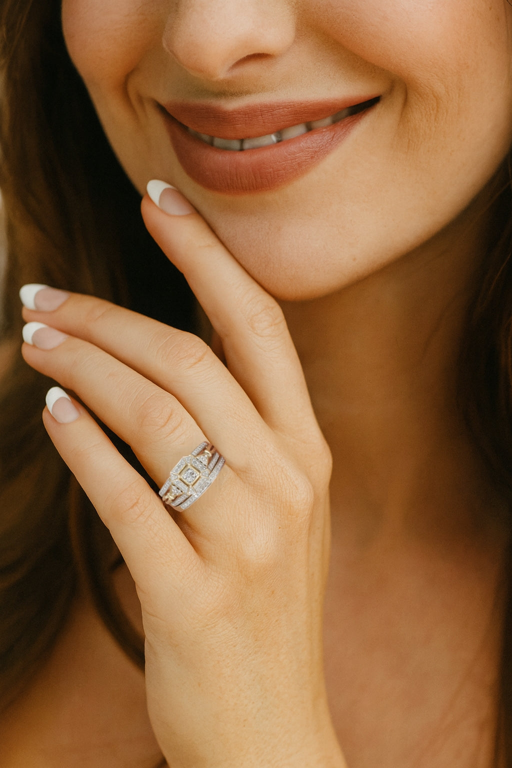 Stunning Diamond Bridal Set in 9ct Yellow Gold .46ct TW