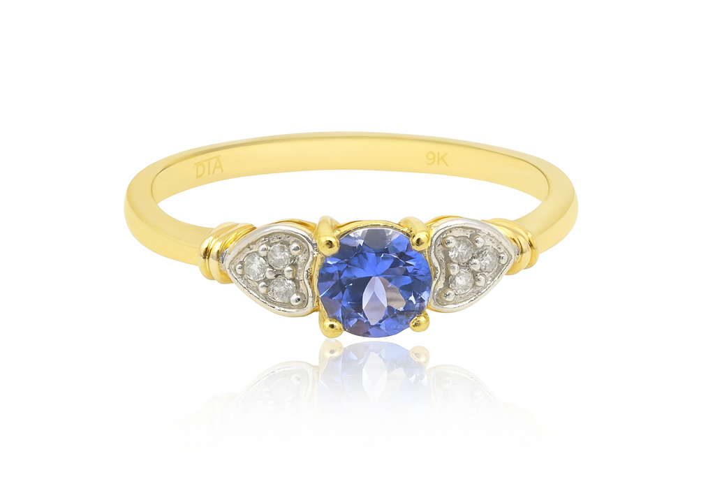 9ct Yellow Gold Tanzanite & Diamond Ring