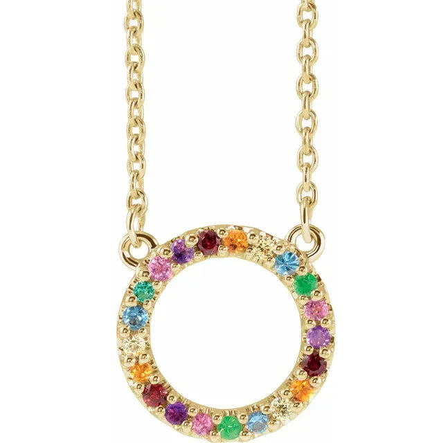 14ct Yellow Gold Rainbow Gemstone Necklace