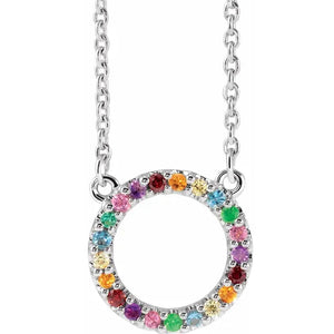 14ct White Gold Rainbow Gemstone Necklace