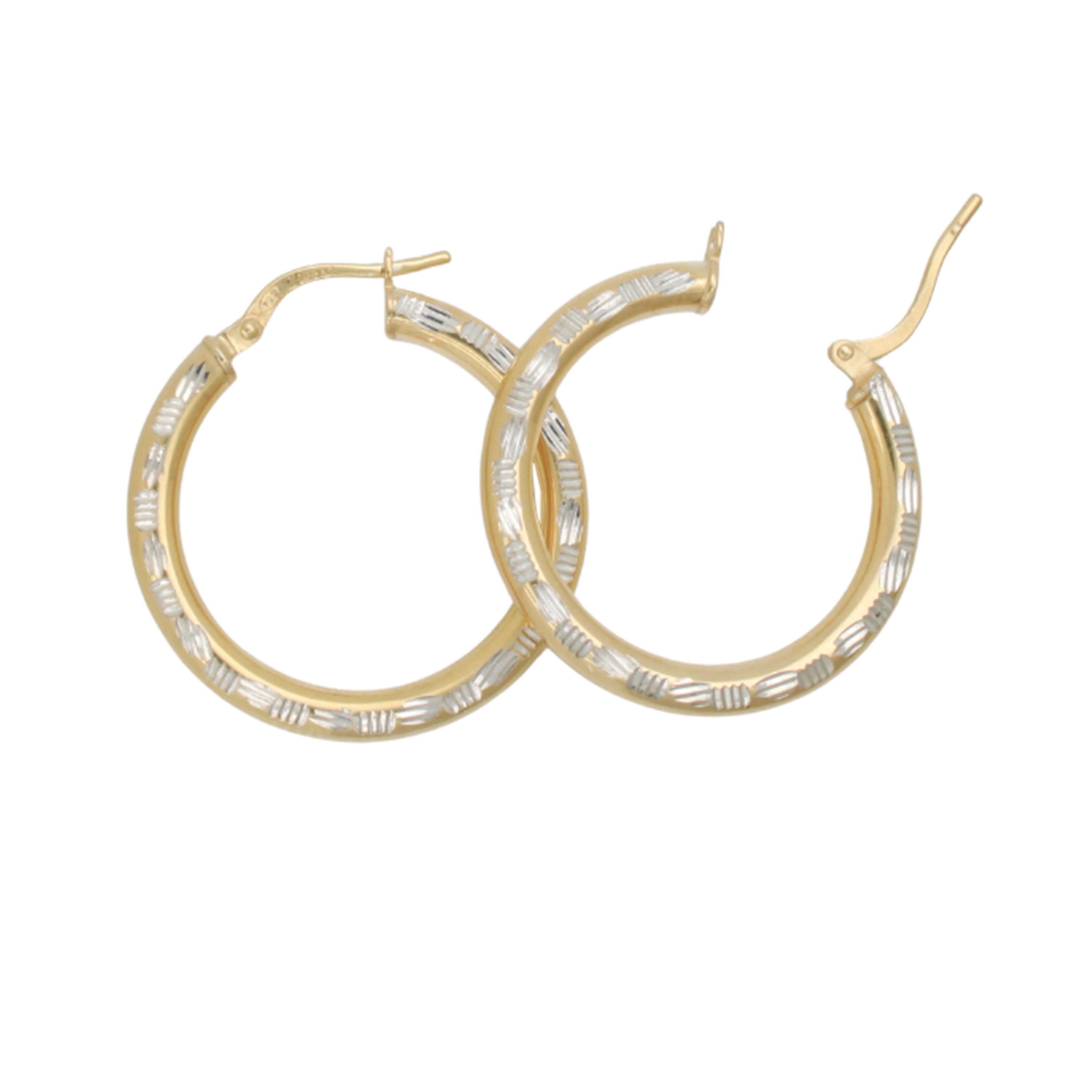 9ct Gold Silver Filled Diamond Cut Hoop Earrings