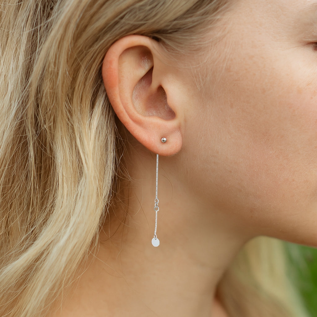 Sterling Silver Front/Back Disc Drop Earrings