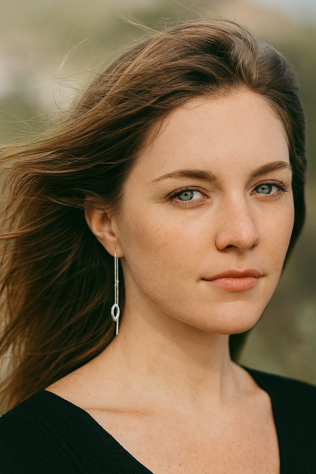 Sterling Silver Tear Drop Thread Earrings