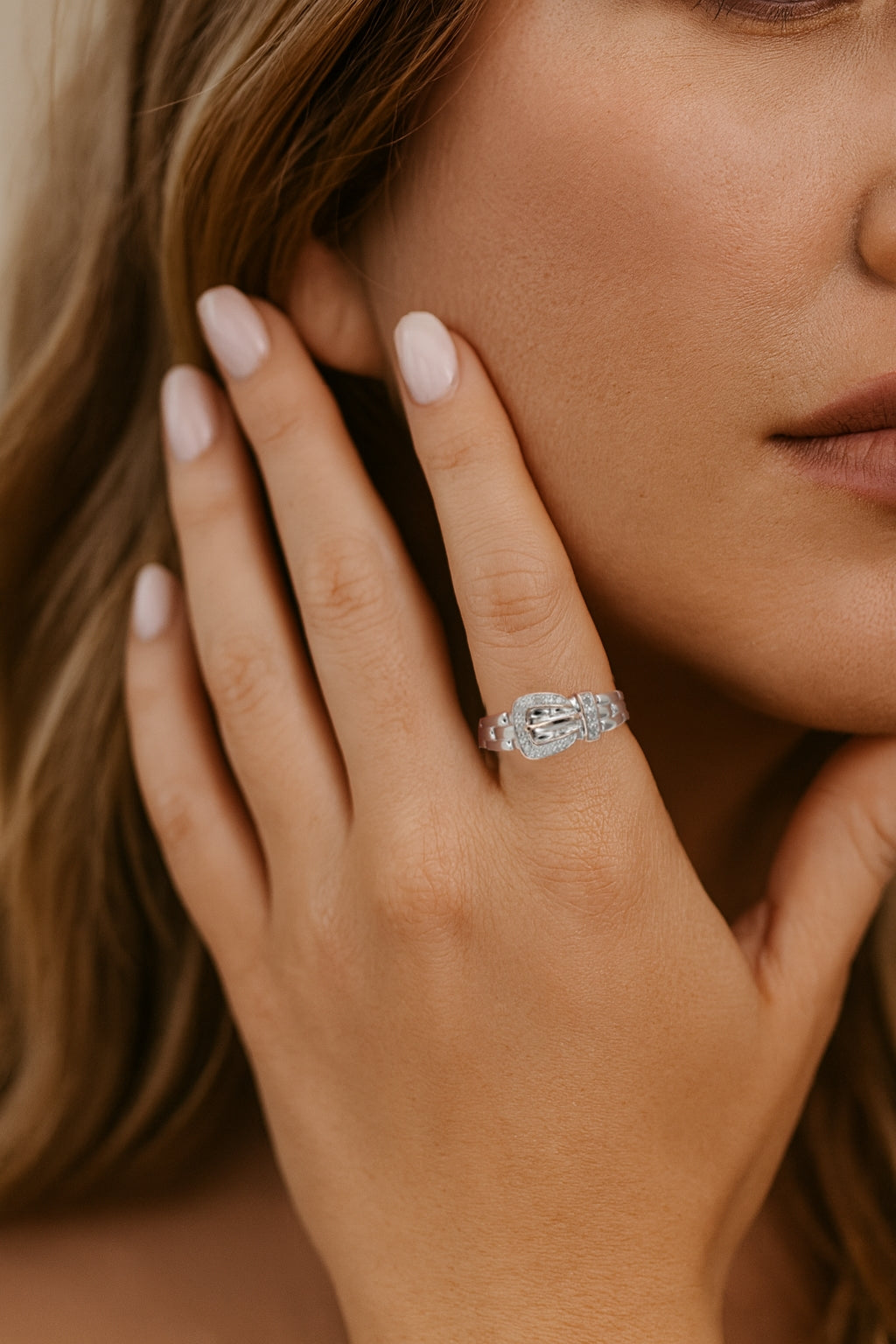 Sterling Silver & Diamond Buckle Ring