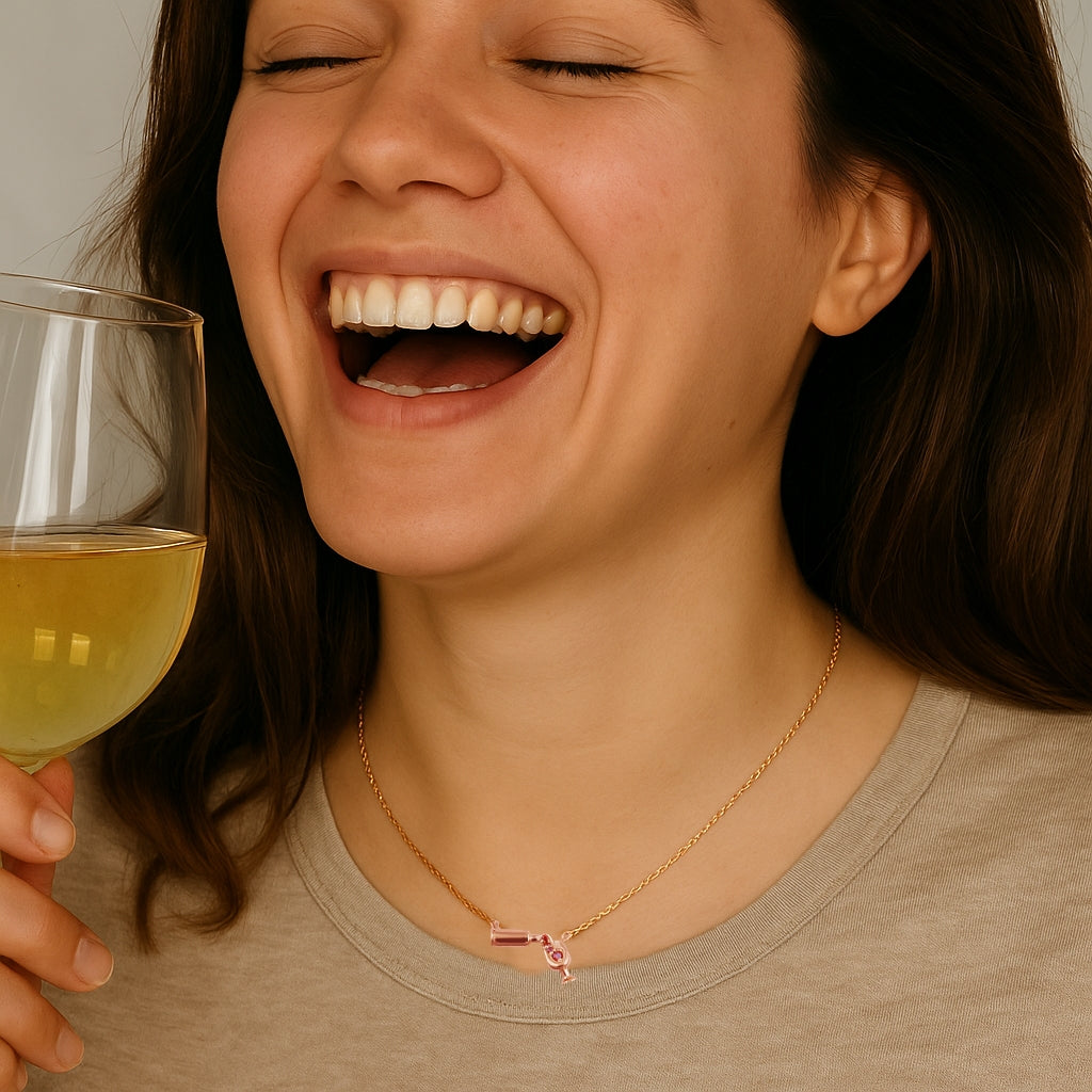 Sterling Silver Rose Gold Plated Wine Necklace