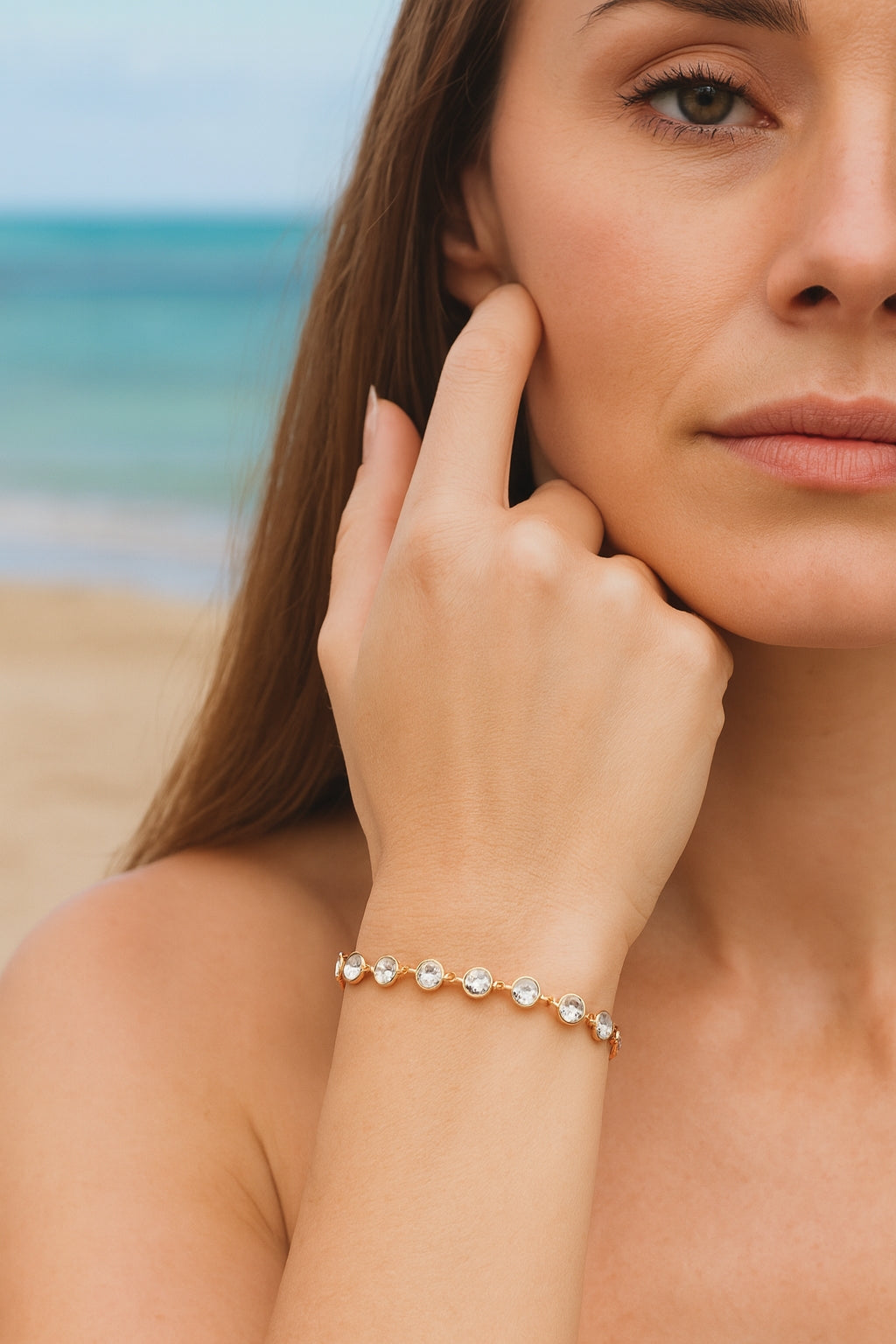 Davvero Sterling Silver Austrian Crystal Rose Gold Bracelet