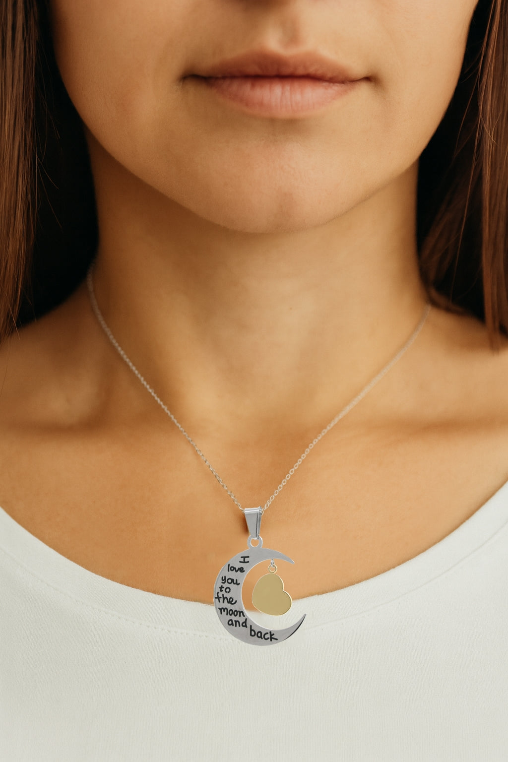 Stainless Steel Moon & Back Necklace