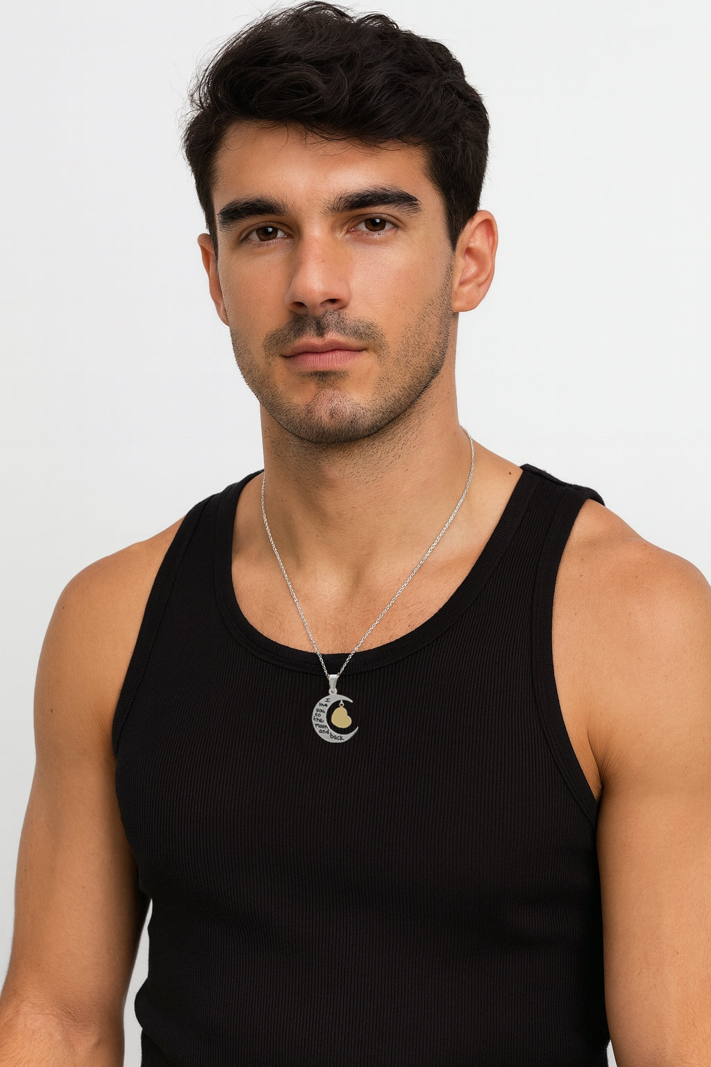 Stainless Steel Moon & Back Necklace