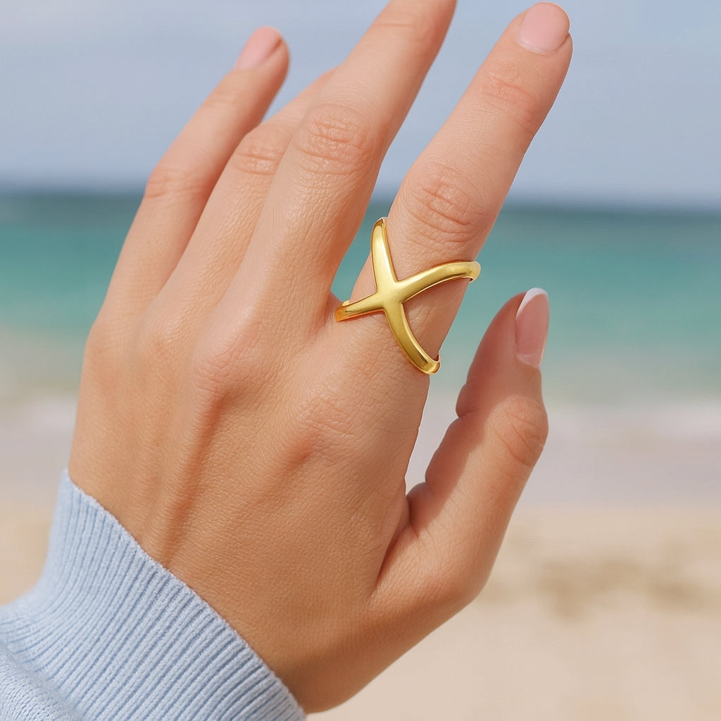 Gold Tone Stainless Steel Geometric Ring