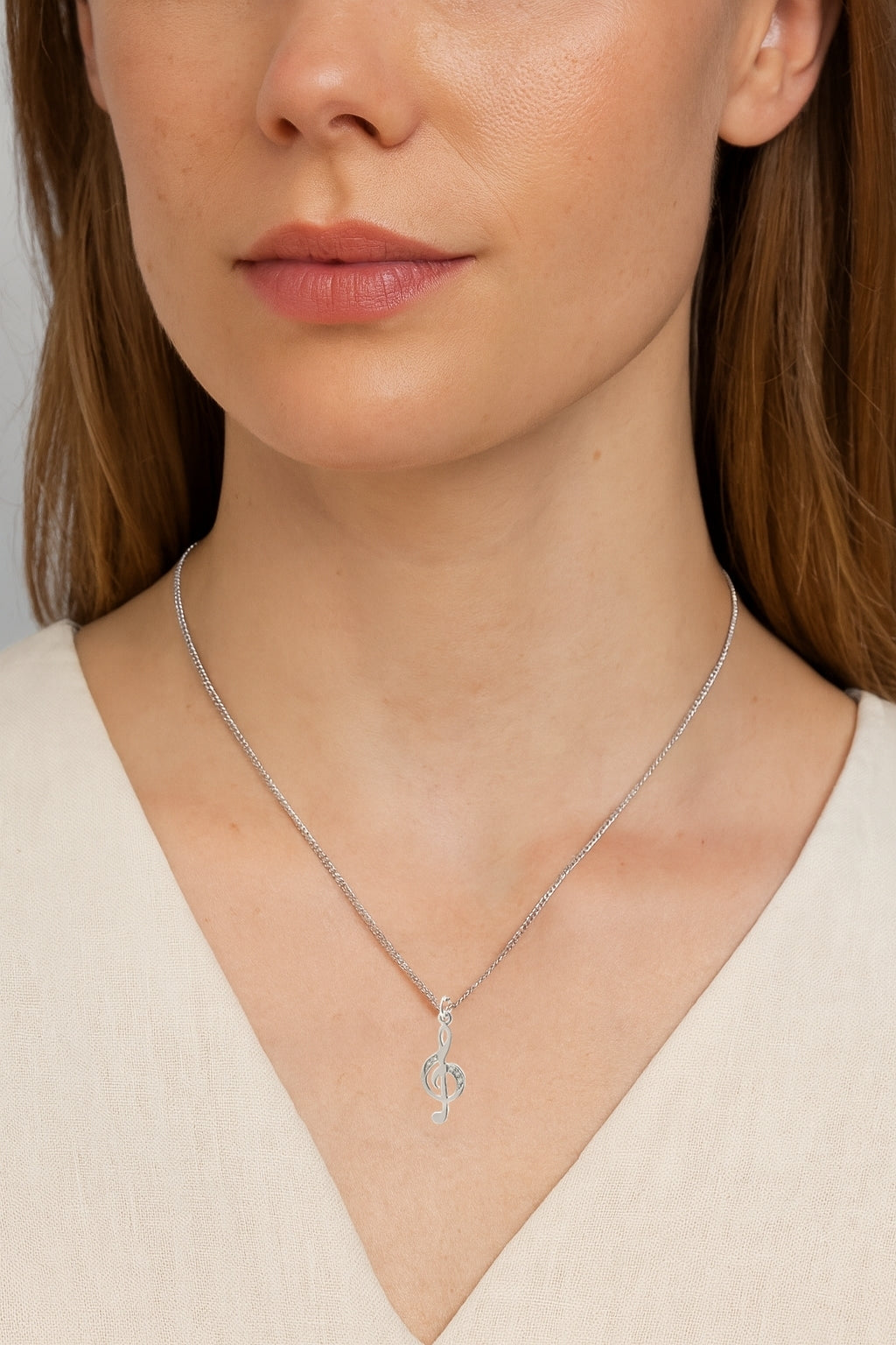 Sterling Silver Diamond Treble Clef Pendant by PIA Notes