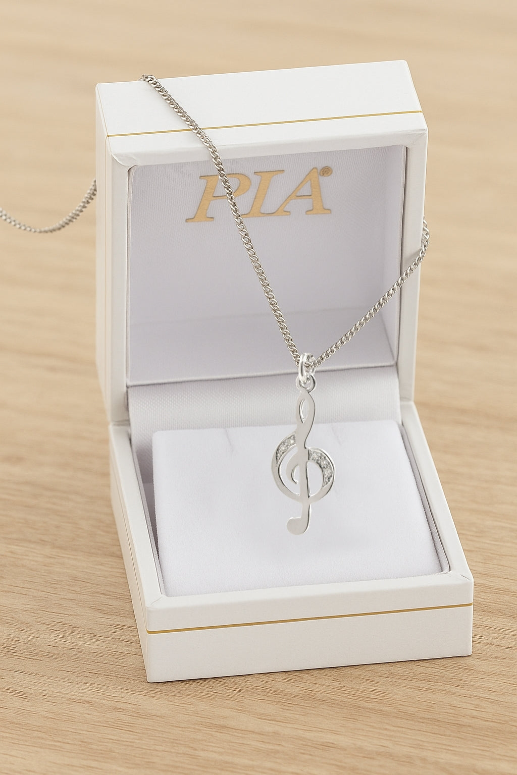 Sterling Silver Diamond Treble Clef Pendant by PIA Notes
