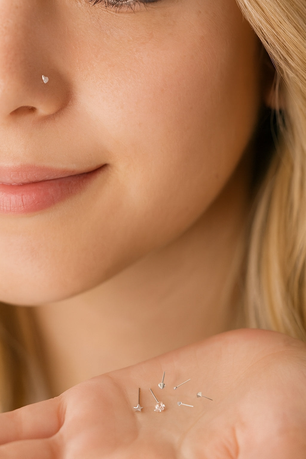 Sterling Silver Nose Stud Set of Six B