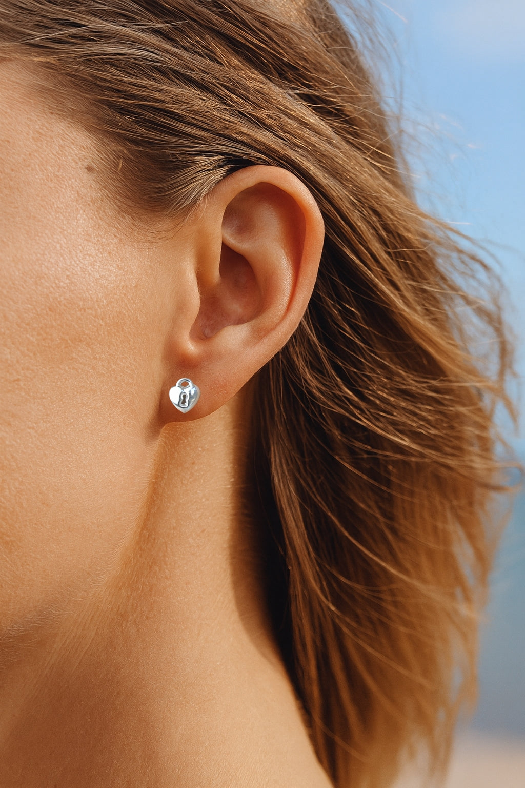 Sterling Silver Petite Padlock Stud Earrings