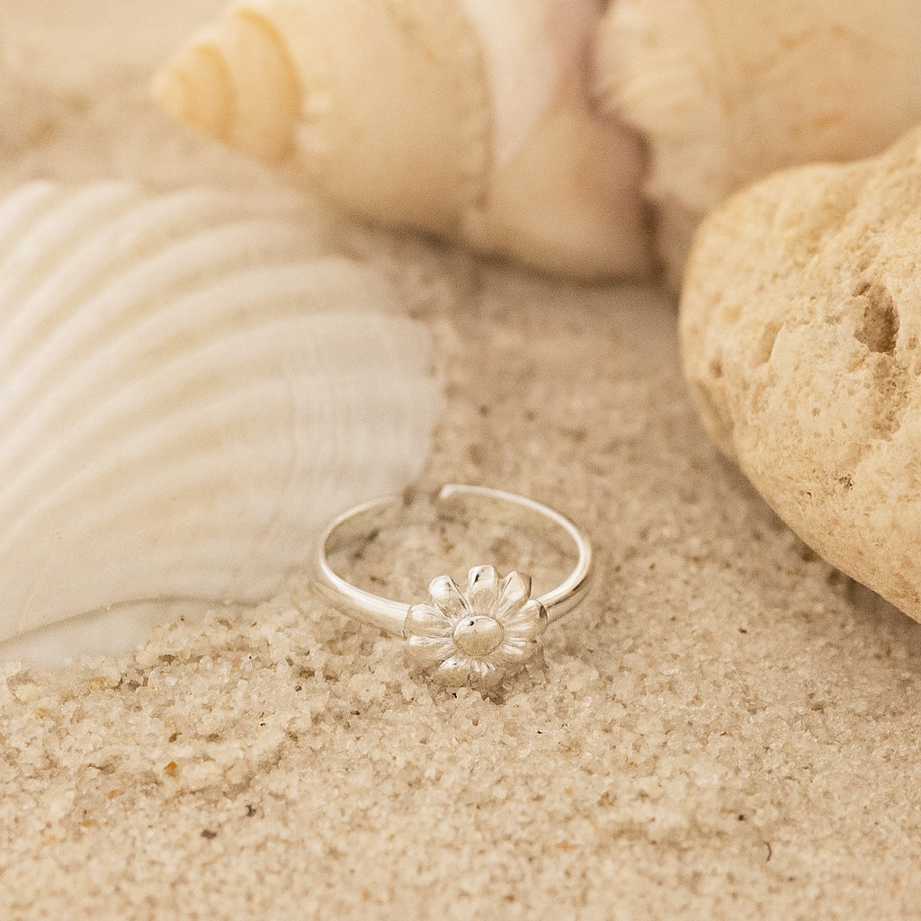 Sterling Silver Flower Toe Ring