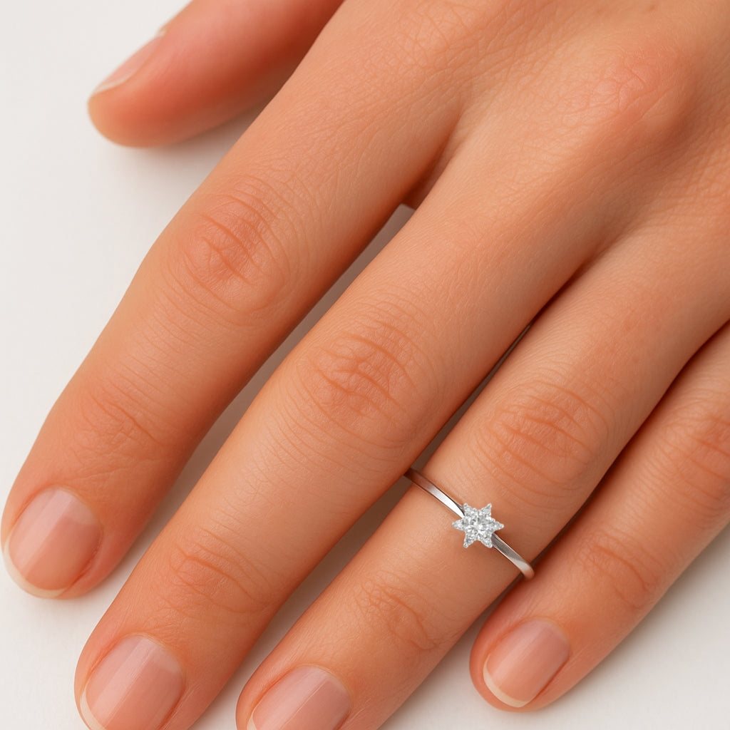 Platinum Diamond Star Cluster Ring