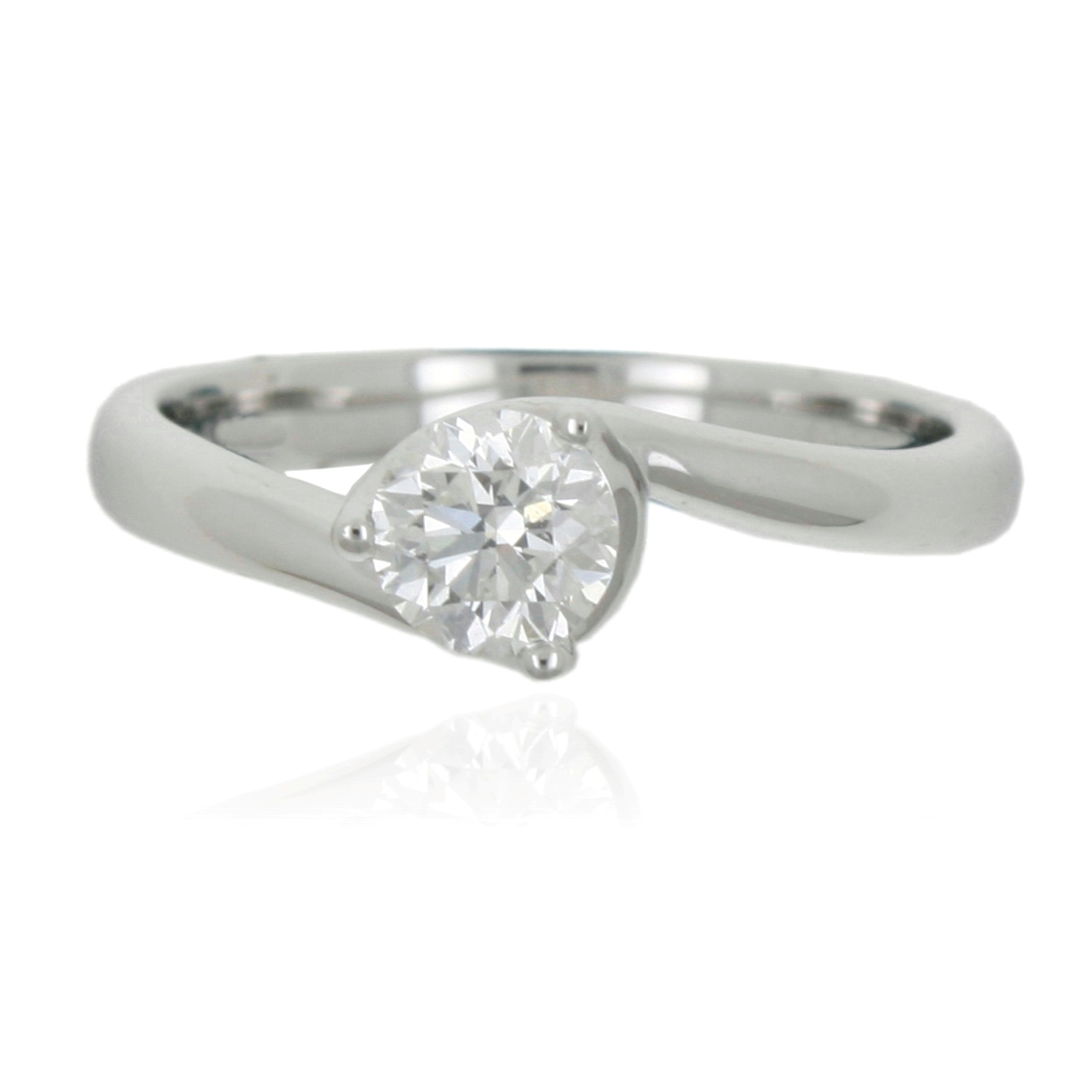 Platinum Solitaire Martini Set Diamond Ring .50ct