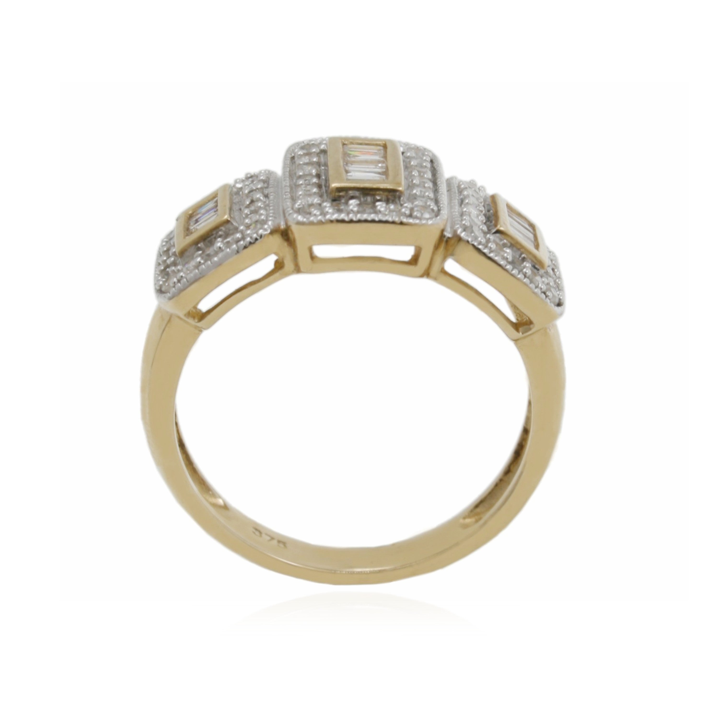 9ct Two Tone Diamond Tapper Dress Ring .47ct TW