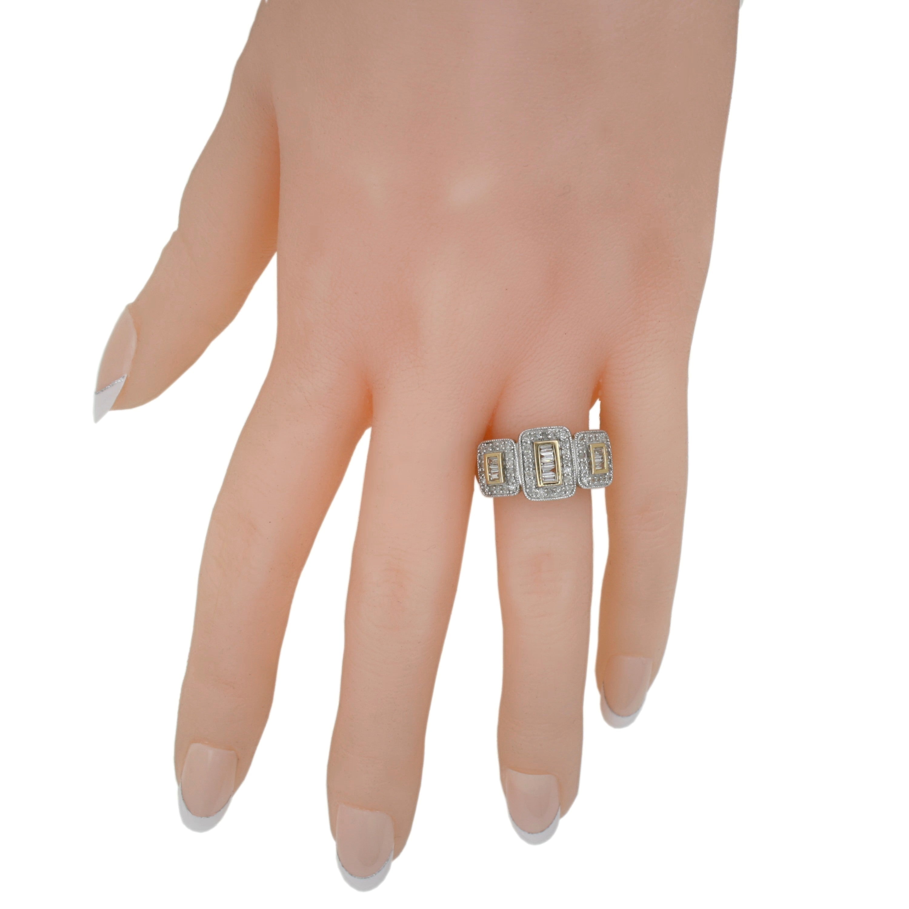 9ct Two Tone Diamond Tapper Dress Ring .47ct TW