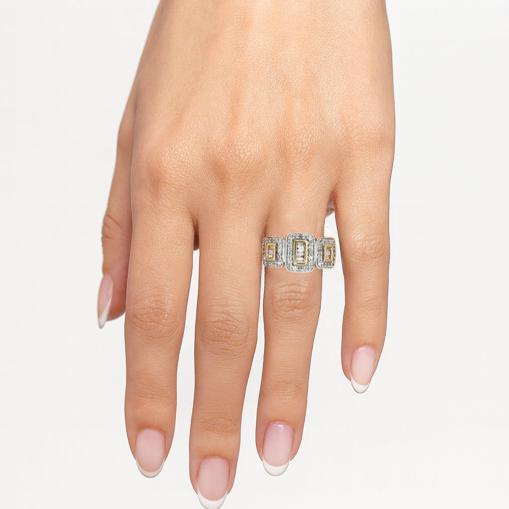 9ct Yellow & White Gold Diamond Halo Ring