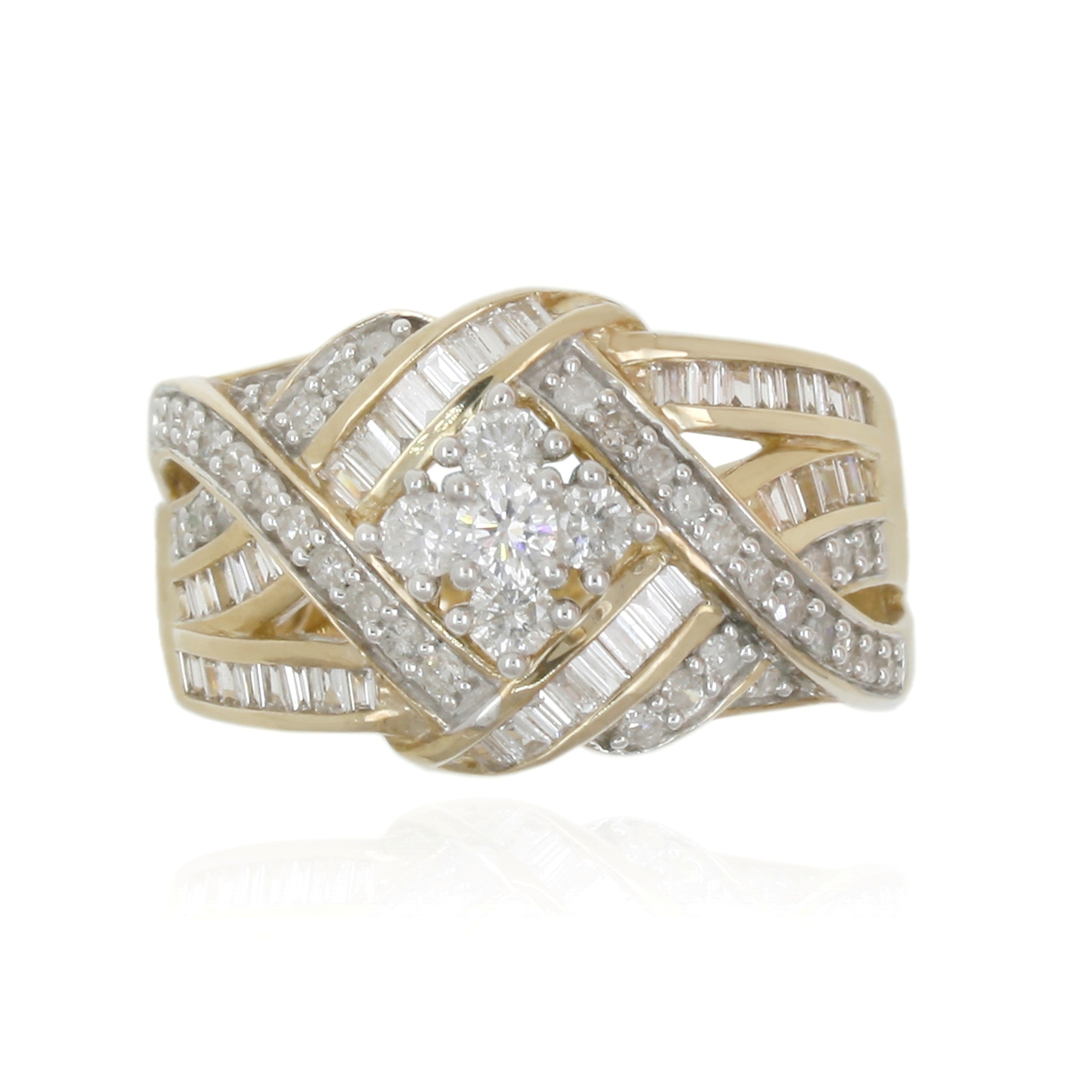 9ct Diamond Fancy Multi Crossover Dress Ring .87ct TW