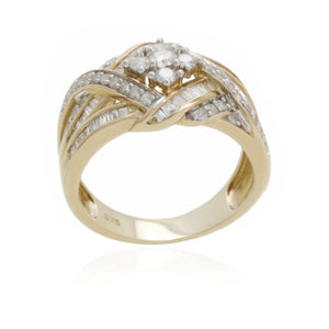 9ct Diamond Fancy Multi Crossover Dress Ring .87ct TW