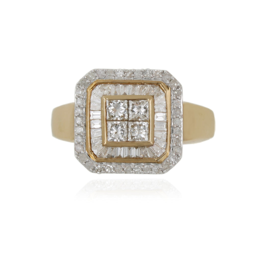 9ct Diamond Square Dress Ring .86ct TW