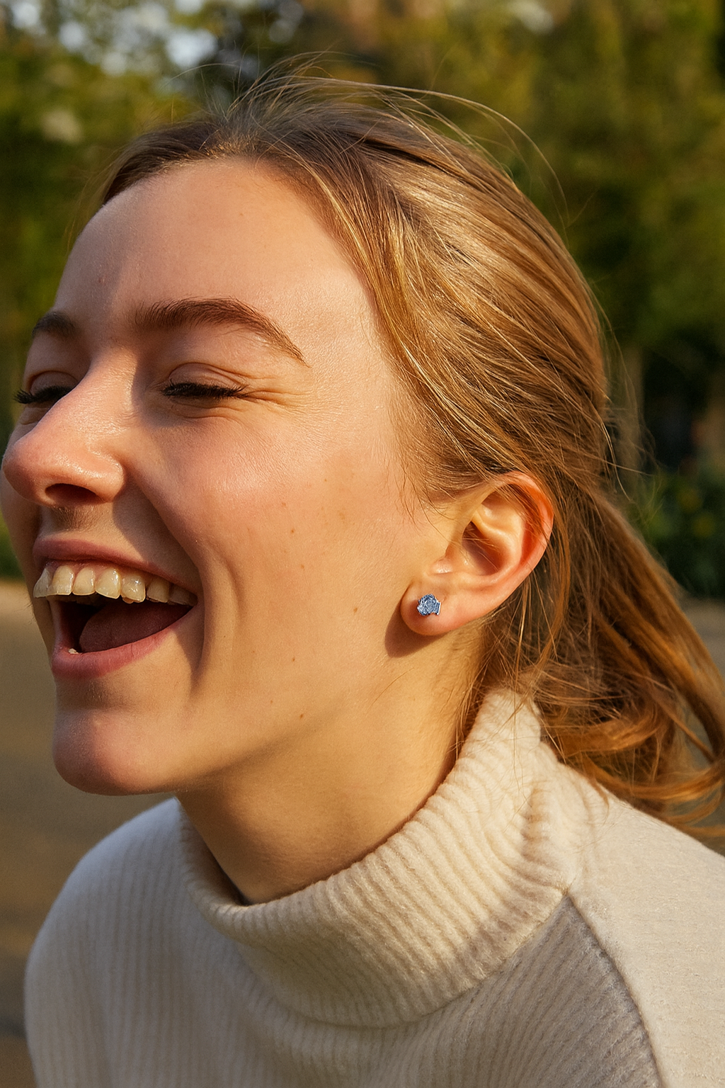 9ct Gold Aquamarine Birthstone Stud Earrings - March