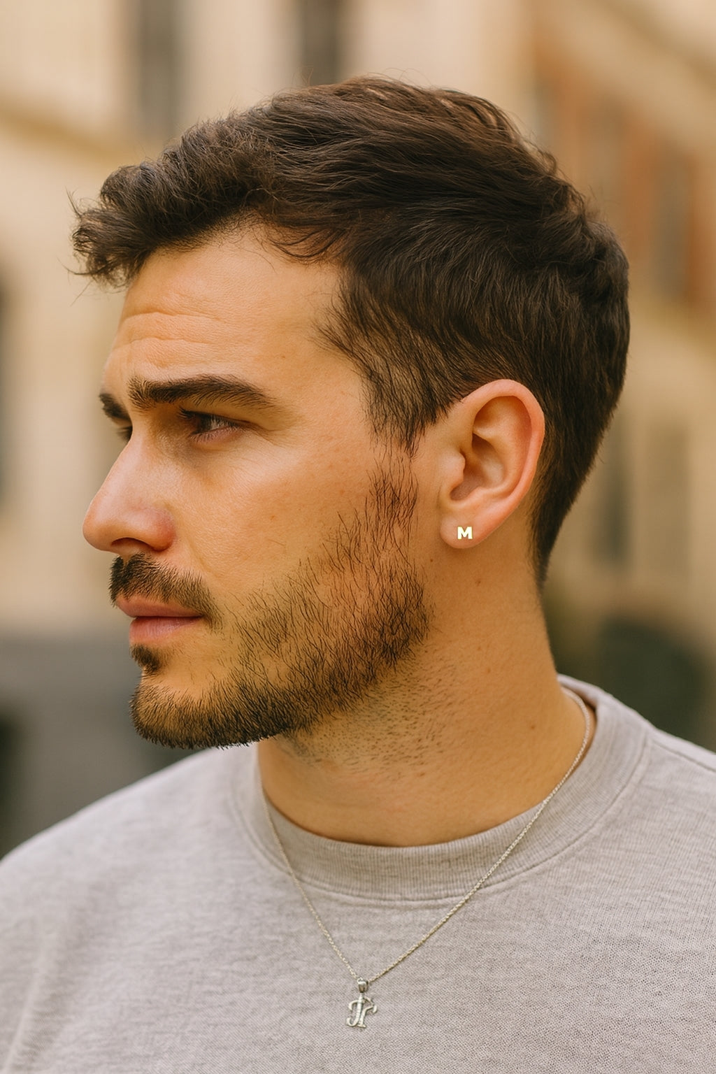 Sterling Silver Gold Plated Single Initial Stud Earring