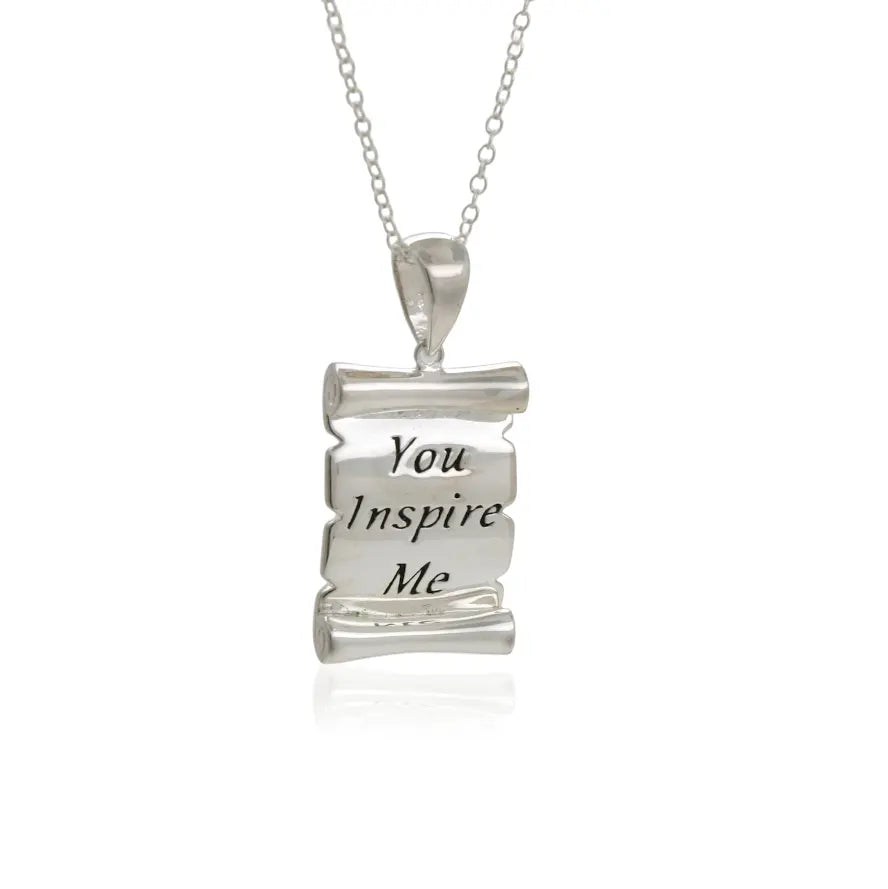 Sterling Silver You Inspire Me Scroll Pendant