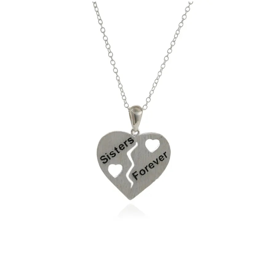 Sterling Silver Sisters Forever Heart Pendant