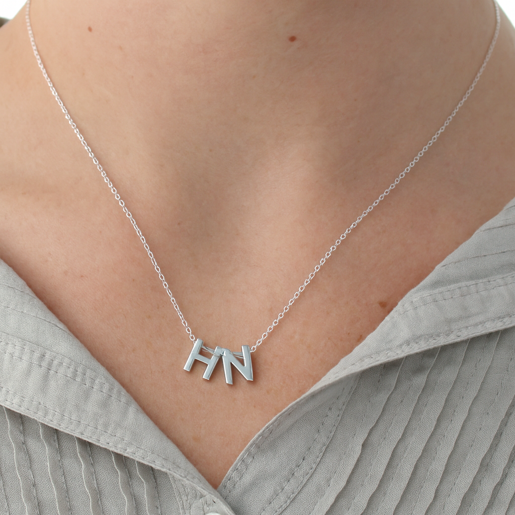 Petite Sterling Silver Initial Slider Necklace Unisex