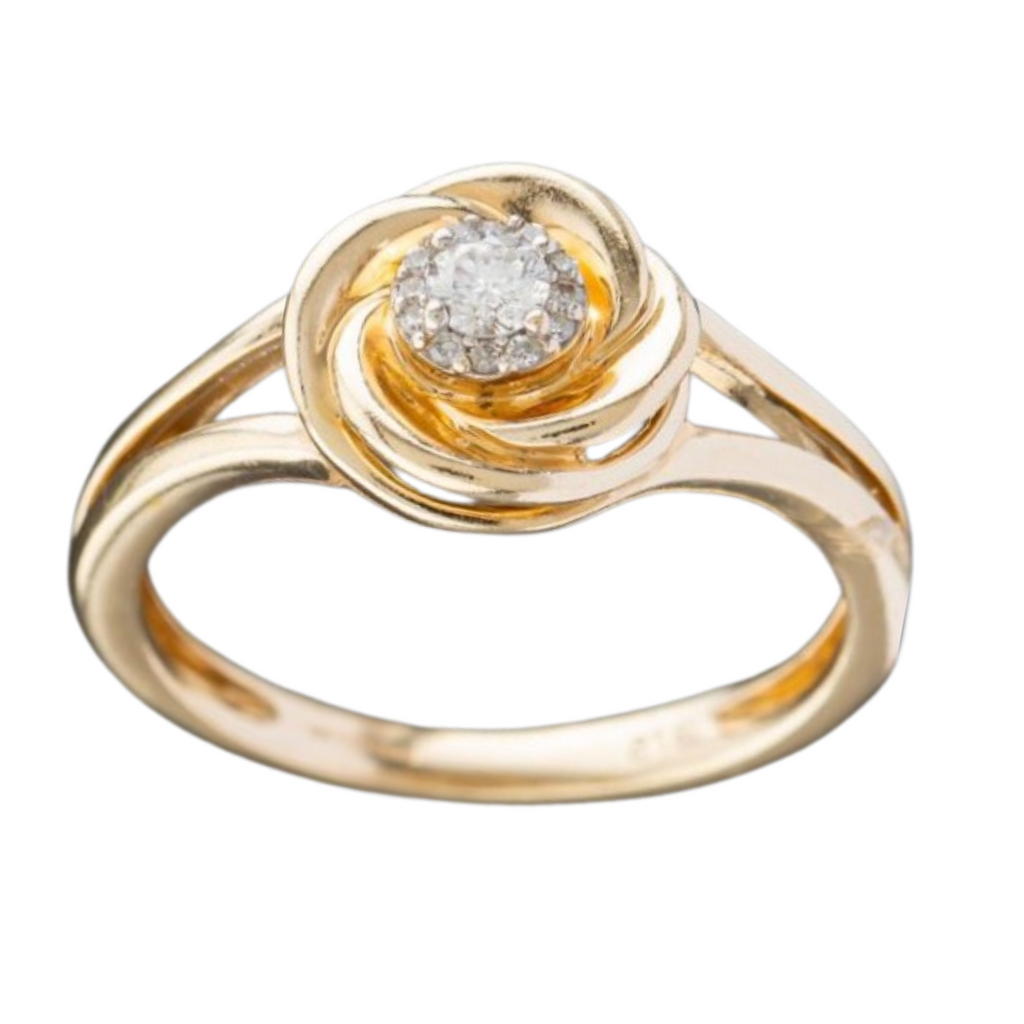 9ct Yellow Gold Diamond Love Knot Ring .20ct TW