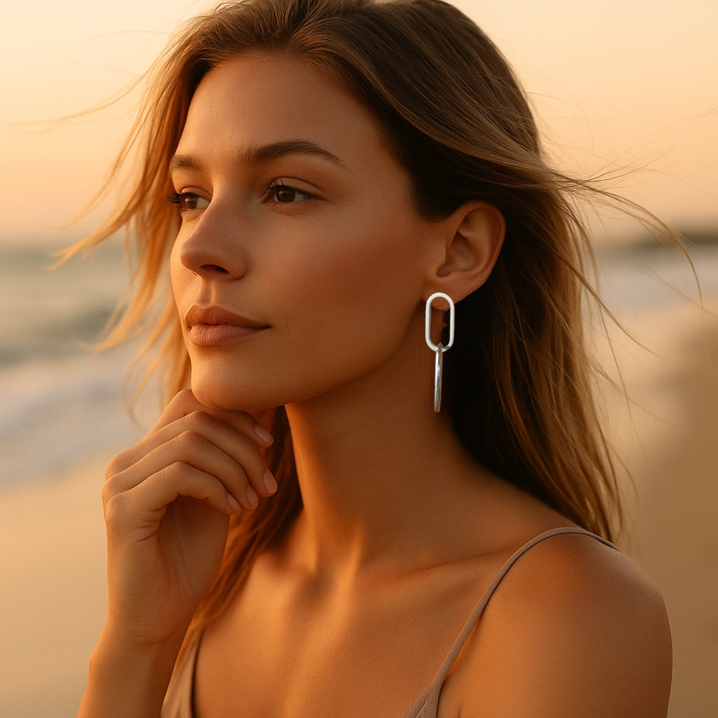 Stainless Steel Circle Statement Earrings