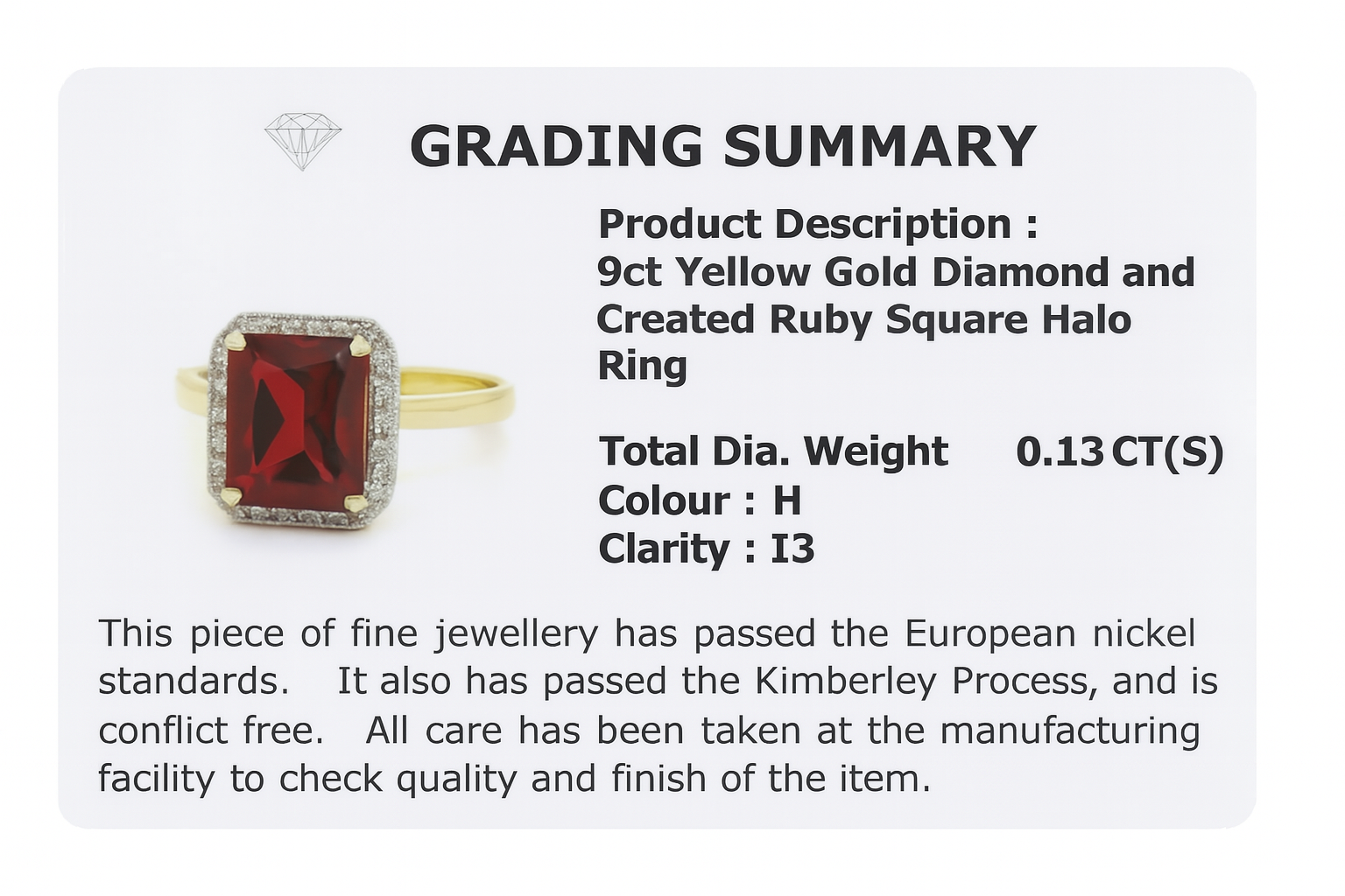 9ct Gold Ruby & Diamond Halo Ring – Regal Radiance