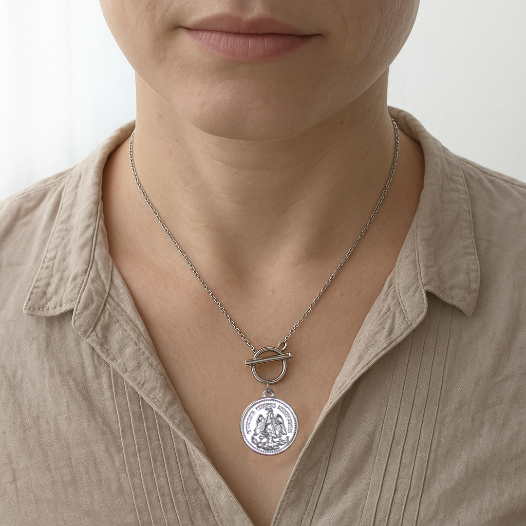 Bold Coin T-Bar Chain Stainless Steel