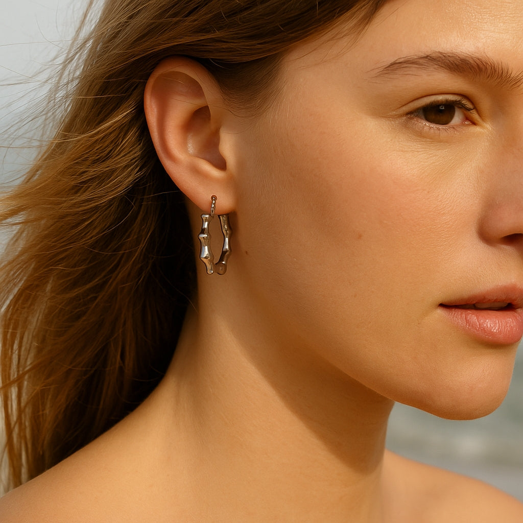 Stainless Steel Fancy Hoop Earrings