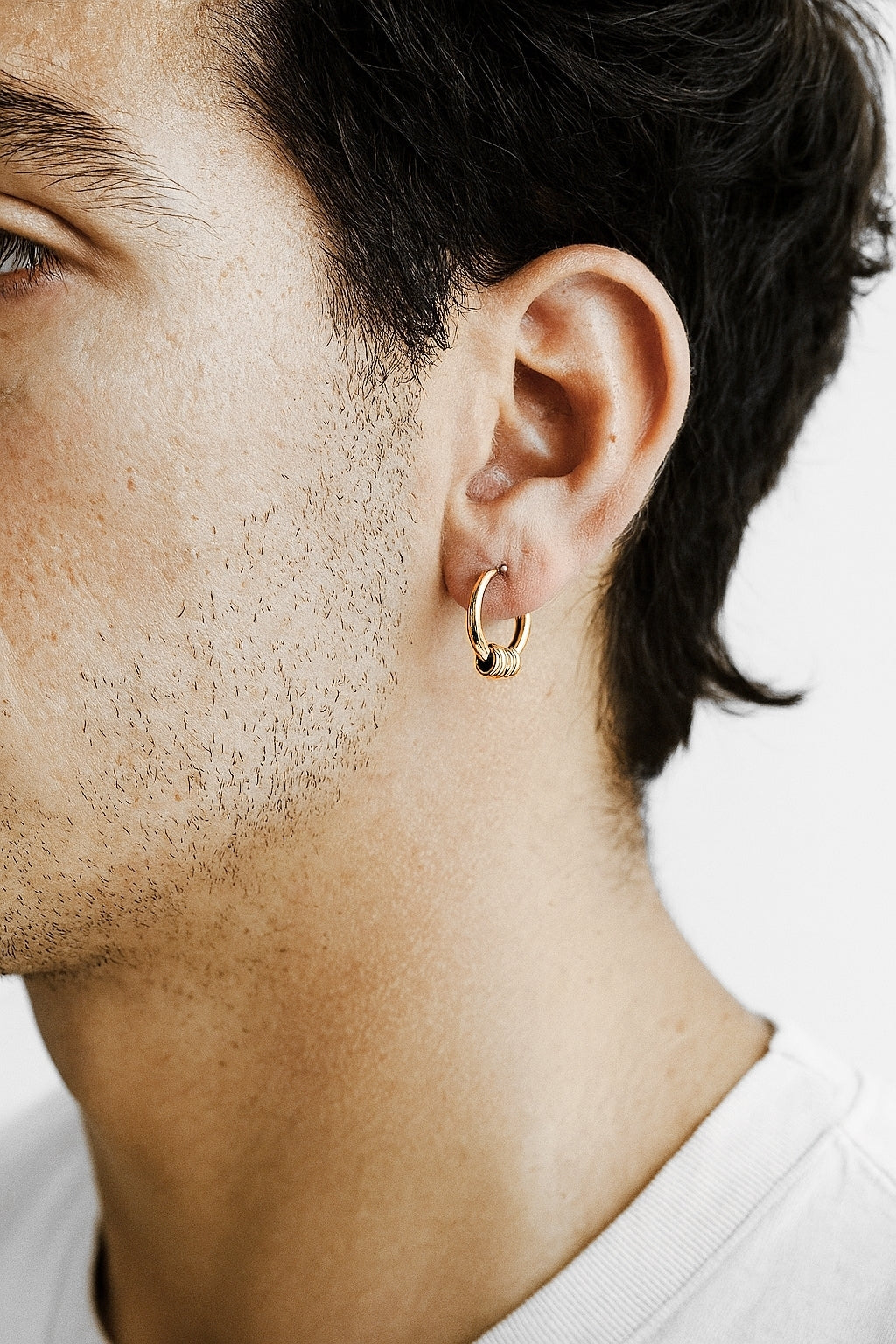 Stainless Steel Gold Tone Sleeper Multi Ring Earrings