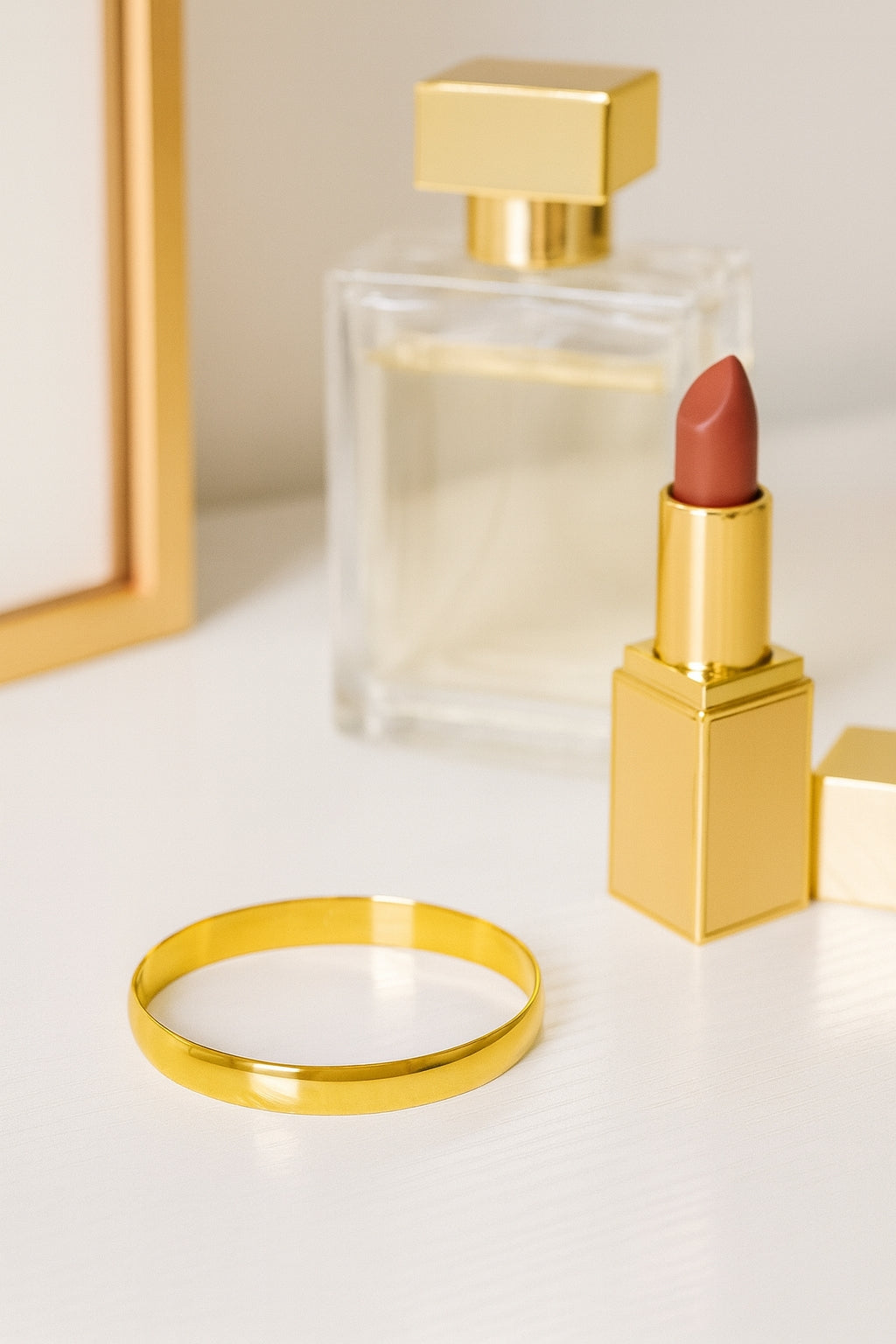 Stainless Steel  Gold Tone Wide Statement Bangle