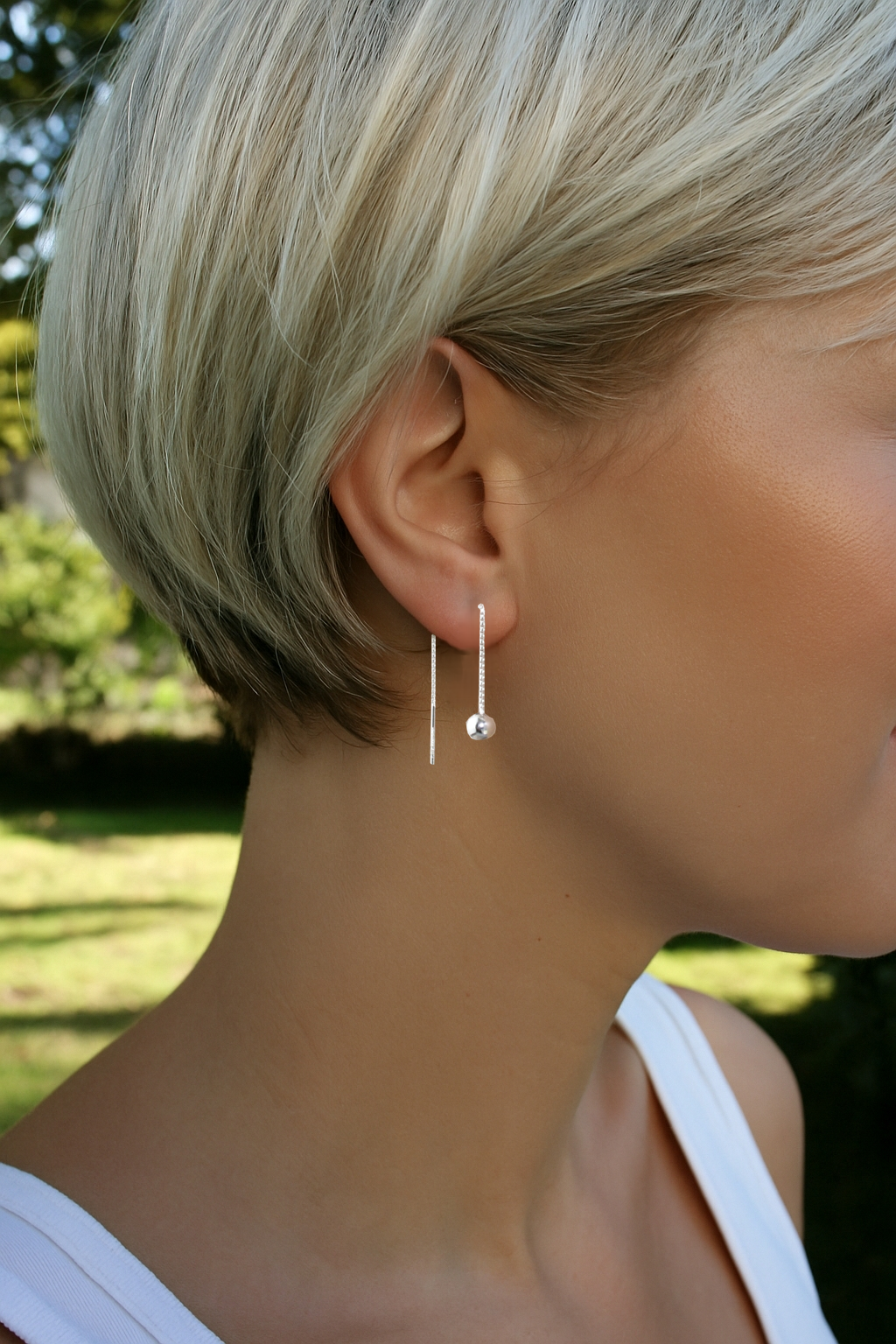 Sterling Silver Petite Thread Ball Earrings