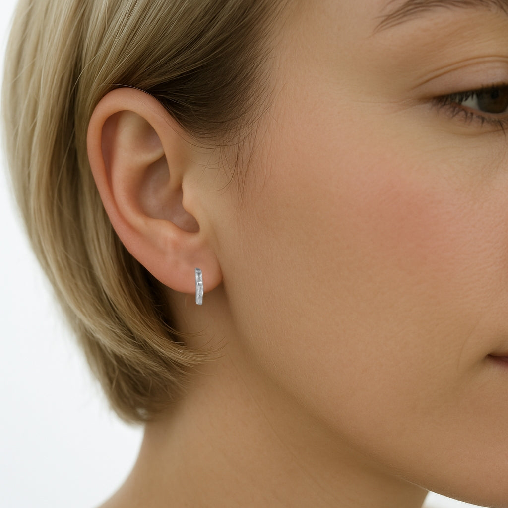 Sterling Silver Petite Cubic Zirconia Huggie Earring