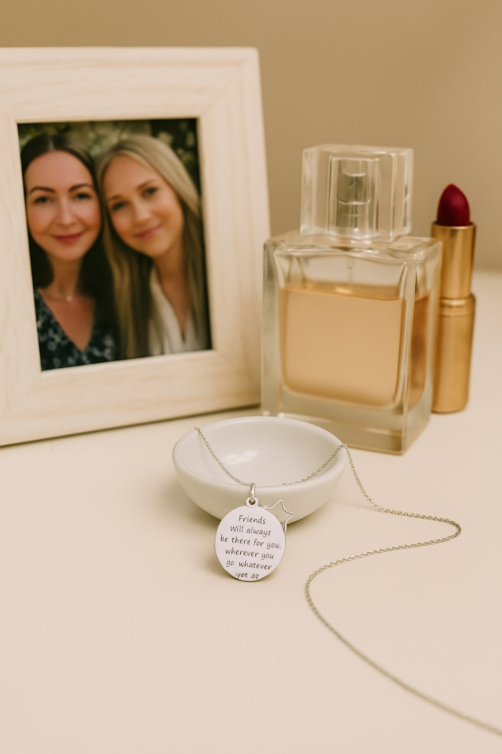 Sterling Silver Friends Message Disc Star Pendant