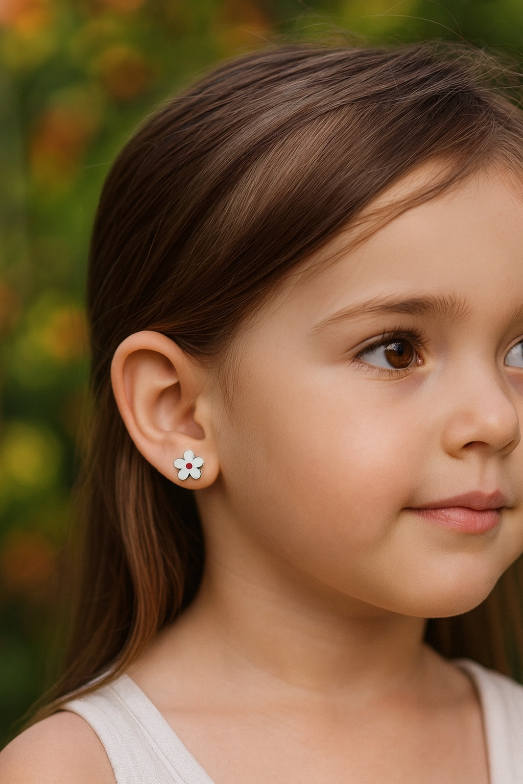 Sterling Silver Petite Enamel Flower Stud Earrings