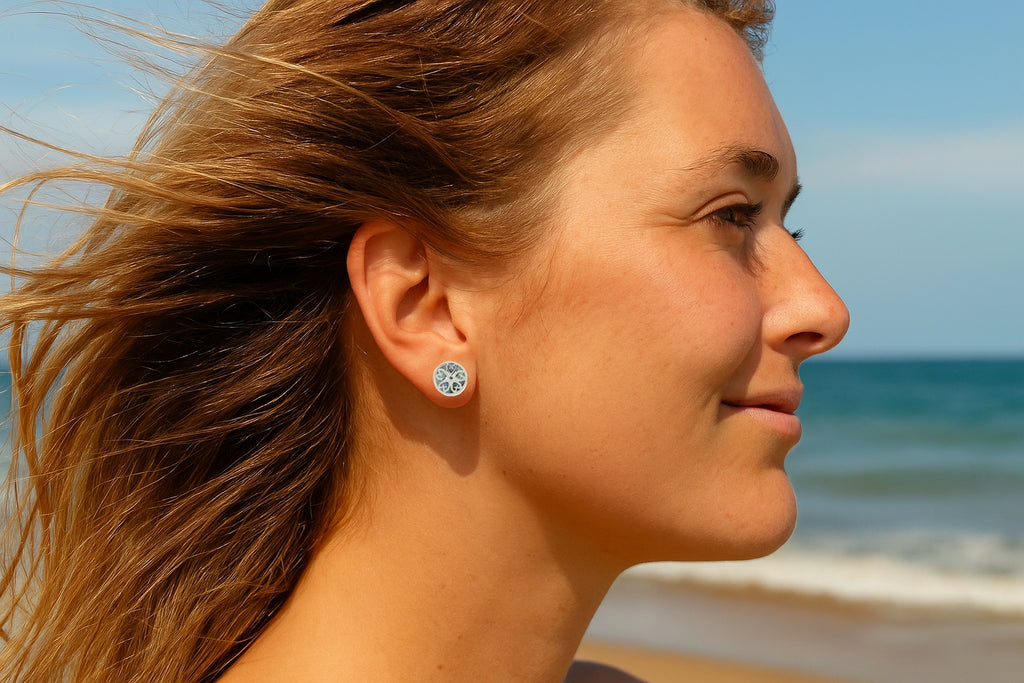 Sterling Silver Paua Flower Stud Earrings