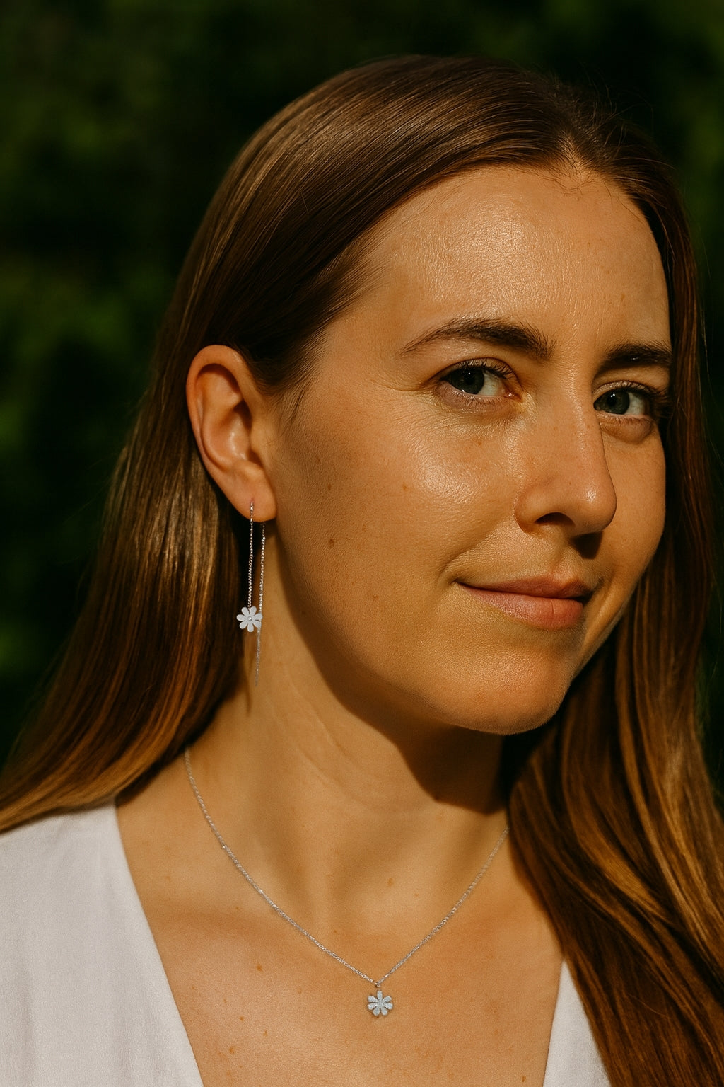 Stainless Steel Daisy Thread Earrings