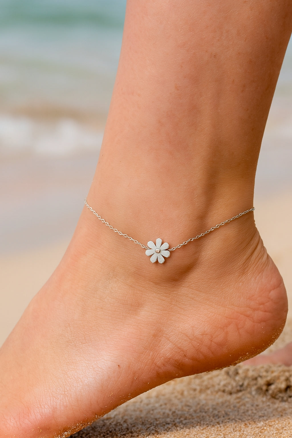 Stainless Steel Daisy Anklet