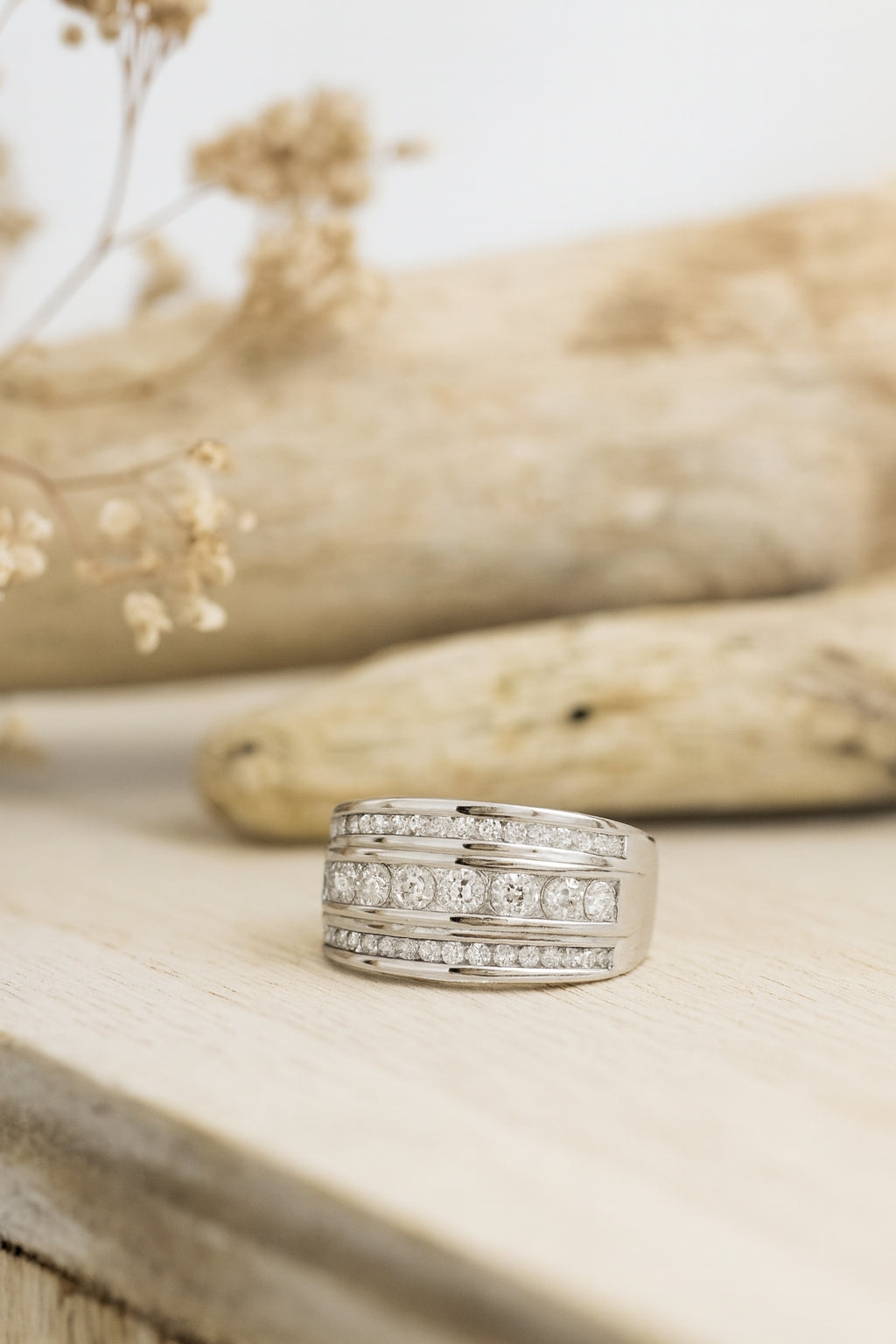 Sterling Silver Triple-Row CZ Statement Ring