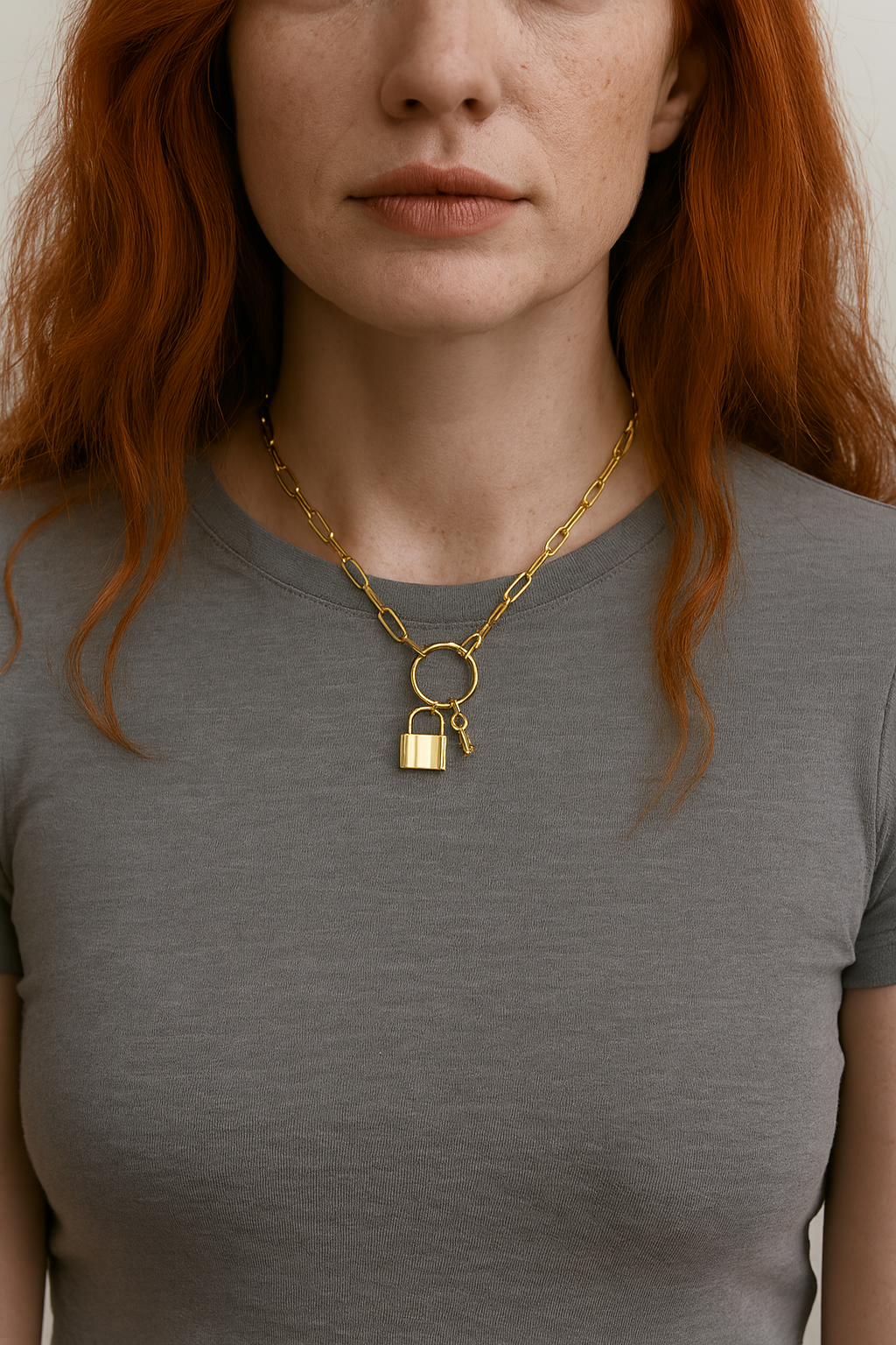 Stainless Steel Gold Padlock Chain